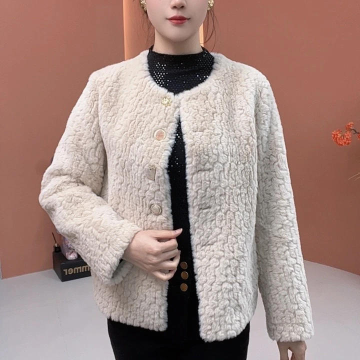 【HDY689】冬季新款休闲时尚洋气一体绒小香风毛绒外套