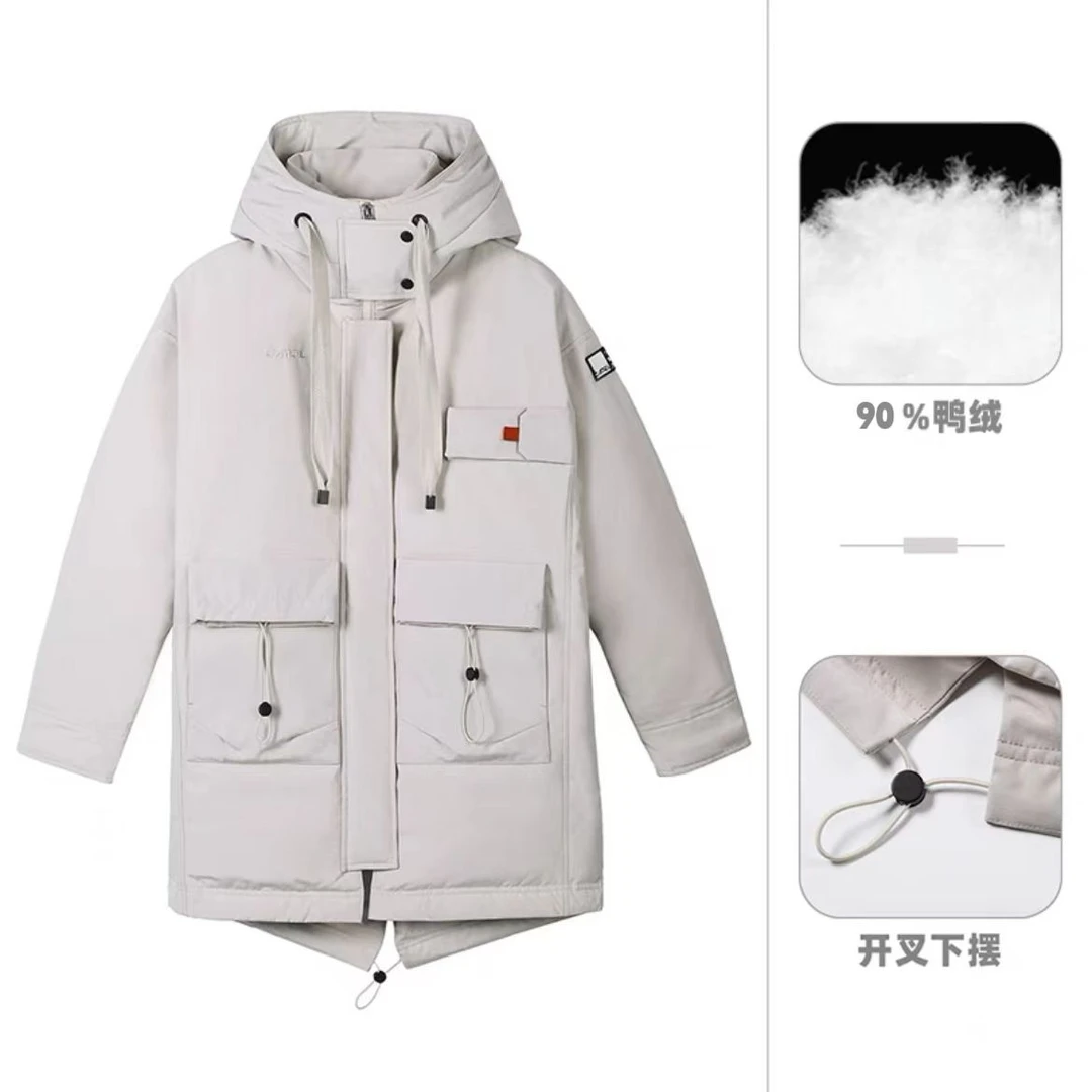 儿童冬款韩版休闲连帽时尚9165工装中长款羽绒服外套