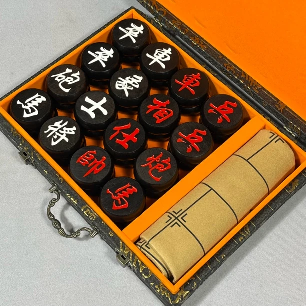 4分紫光檀阴雕超硬沉水实木原木打谱用中国象棋