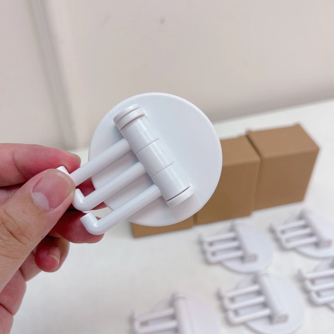 50441 白色，三指挂钩无痕自粘挂钩3盒，共6只