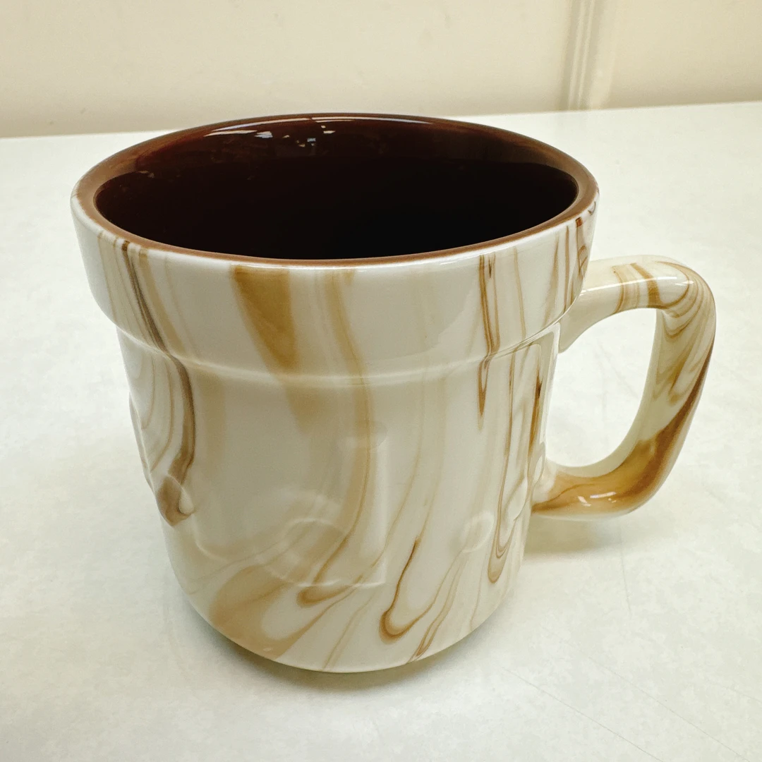 52314 大理石奶油纹把手陶瓷咖啡杯水杯
