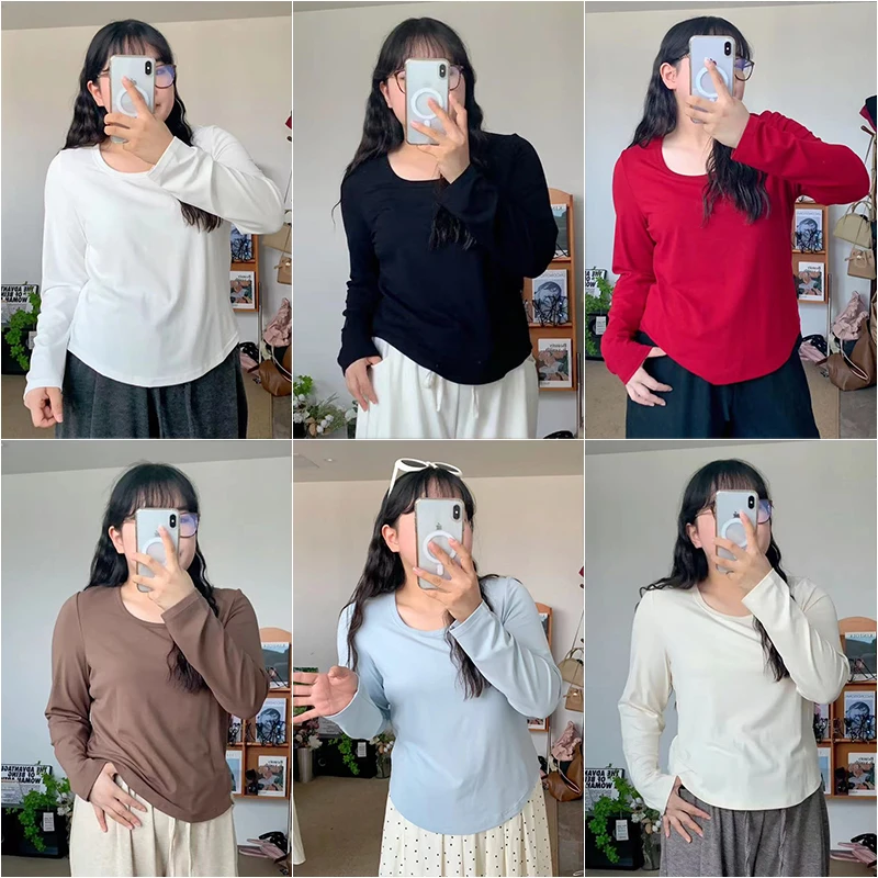 【现货】2024多色时尚百搭气质正肩显瘦方领打底衫  2068