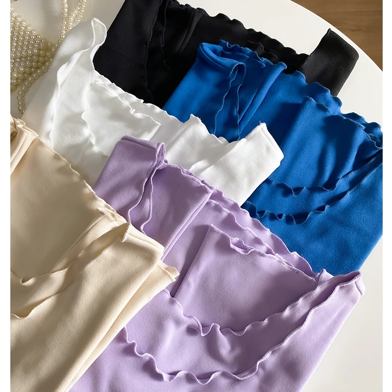 木耳边百搭无袖打底新款秋冬德绒背心    0356