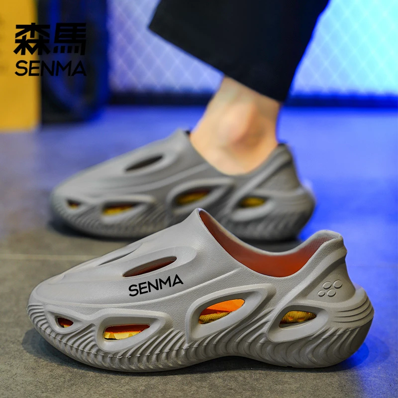 森马男鞋夏季时尚百搭厚底休闲运动凉鞋开车两用镂空防滑洞洞鞋男