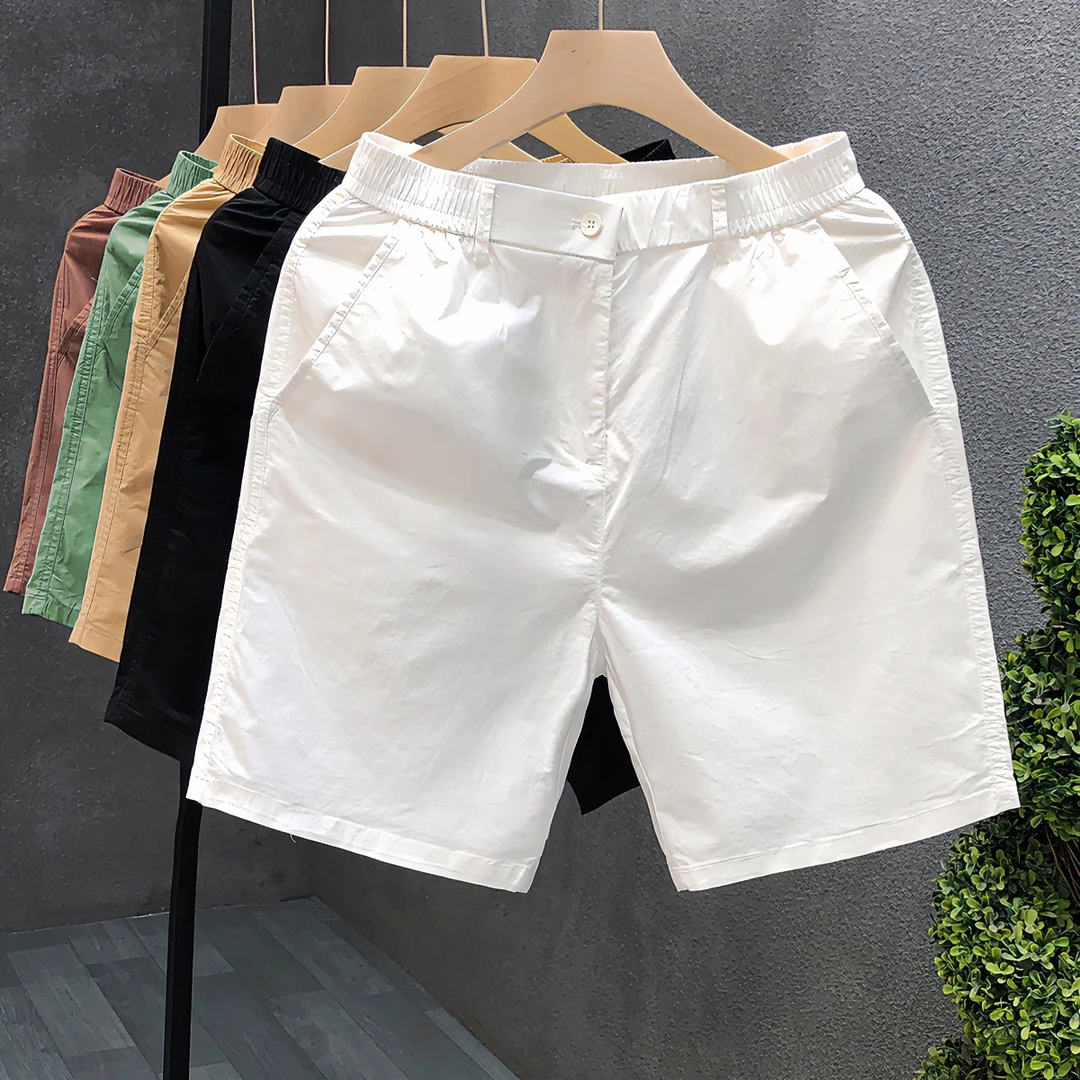 商务西装短裤男士夏季轻薄透气休闲百搭五分裤简约纯色宽松沙滩裤