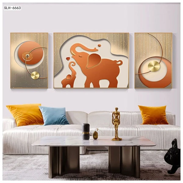 客厅吉象装饰画现代简约沙发背景墙挂画抽象三联画轻奢高档壁画