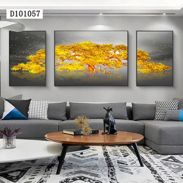 轻奢简约现代客厅背景墙装饰画北欧三联画三联沙发挂画框晶瓷壁画