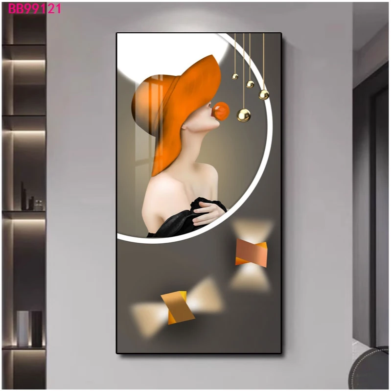 玄关人物装饰画过道现代简约背景墙挂画竖版走廊轻奢入户壁画墙壁