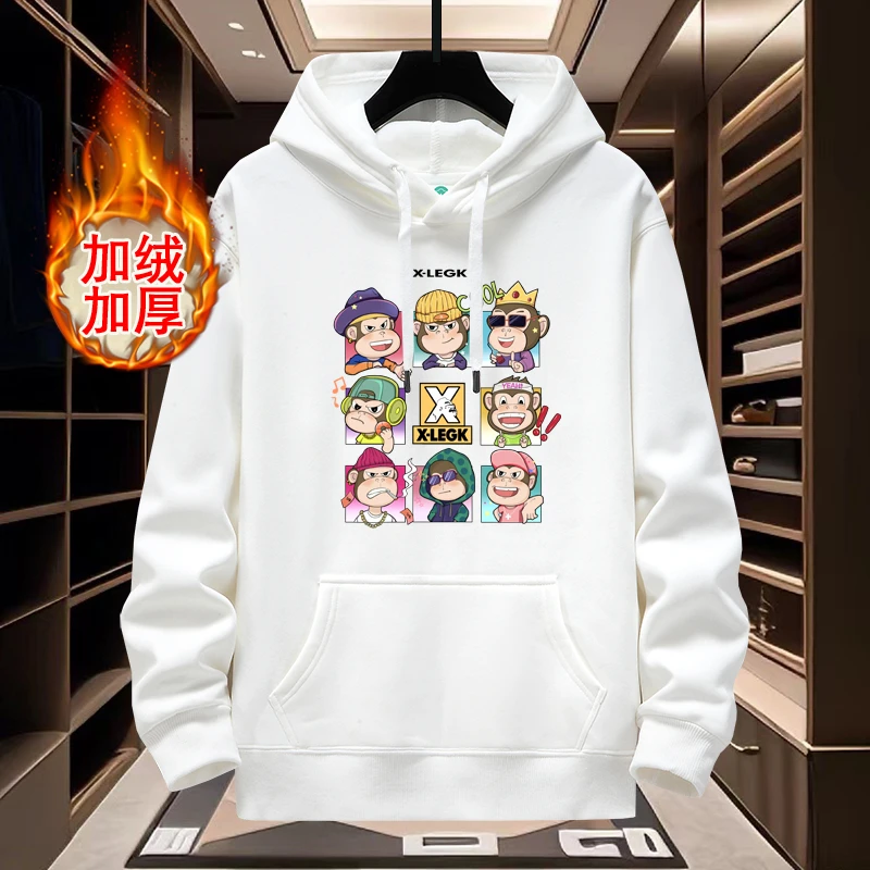 秋冬季潮牌连帽卫衣男士潮流青少年加绒加绒韩版学生时尚宽松情侣