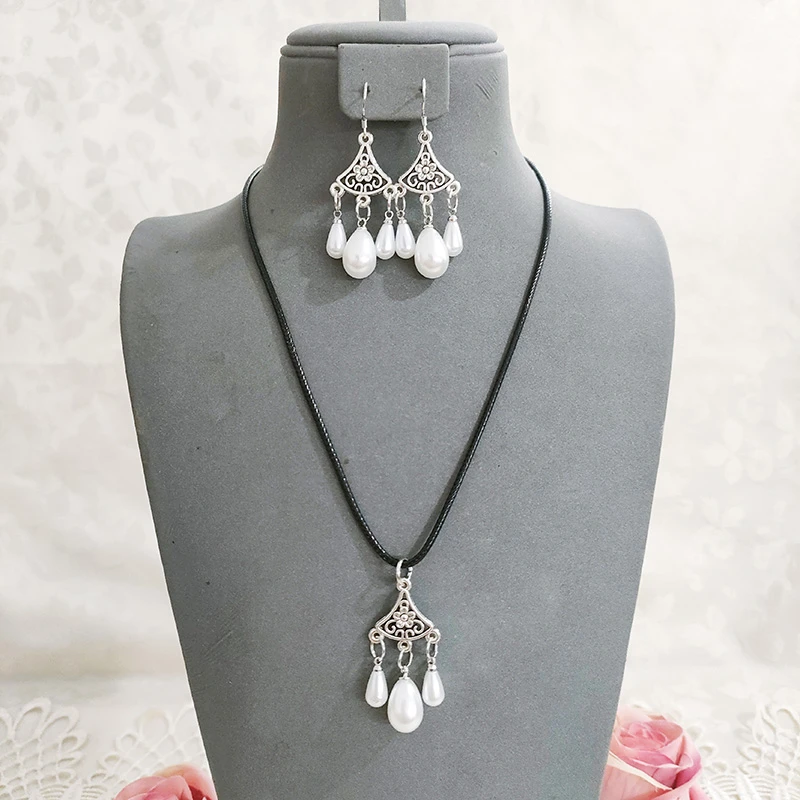 铜合金项链 民族风手工项链套装耳坠饰品2916