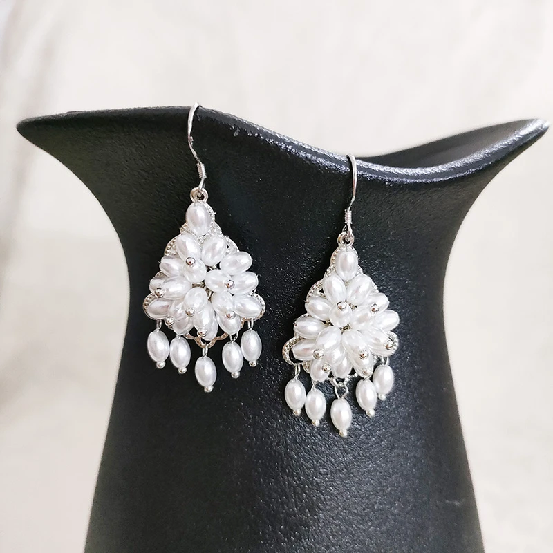 铜合金仿珍珠耳饰 民族风纯手工制作耳坠耳环2467