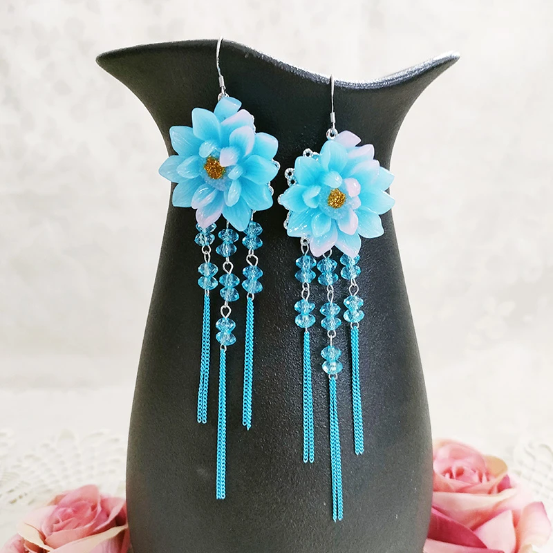 铜合金耳饰 民族风气质百搭花卉流苏耳环3498