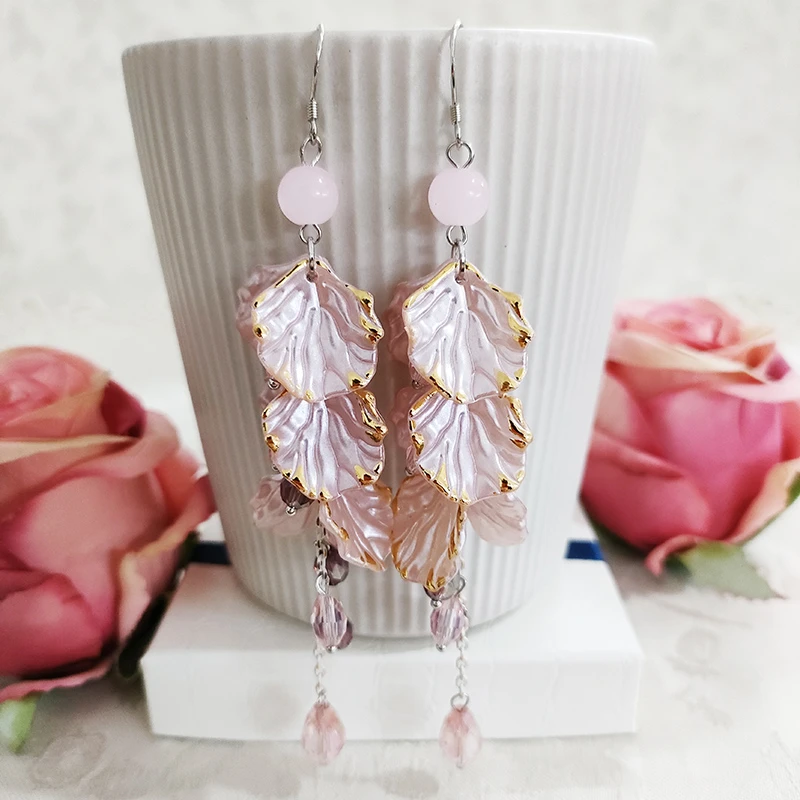 铜合金耳饰 民族风个性纯手工气质花瓣耳坠耳环3364