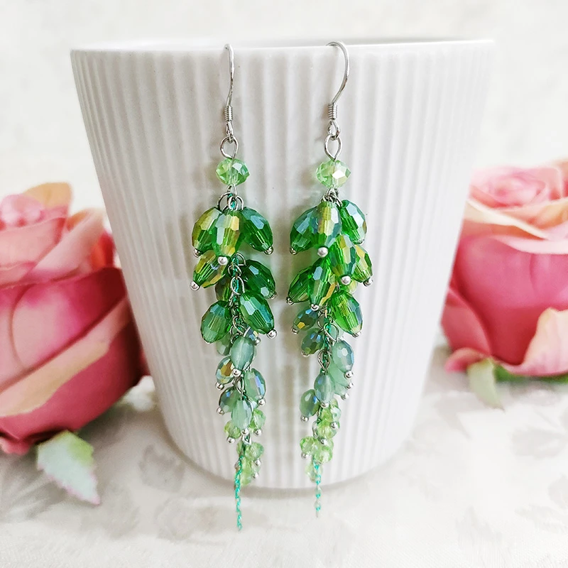 铜合金琉璃耳饰 民族风气质纯手工流苏吊坠耳环3080