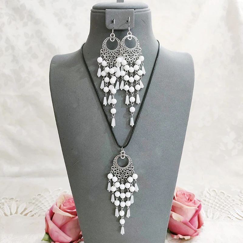 铜合金项链 民族风复古手工项链套装耳坠饰品2787