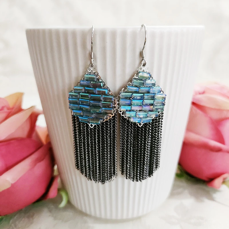 铜合金琉璃耳饰 民族风纯手工流苏耳环2837