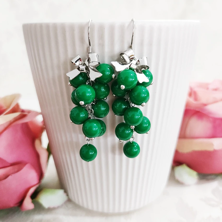 铜合金耳饰 民族风纯手工夸张葡萄吊坠耳环754