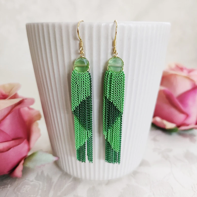 铜合金耳饰 民族风手工气质流苏耳环2306