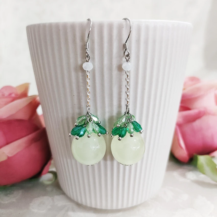 铜合金琉璃耳饰 民族风纯手工制作复古耳环3460