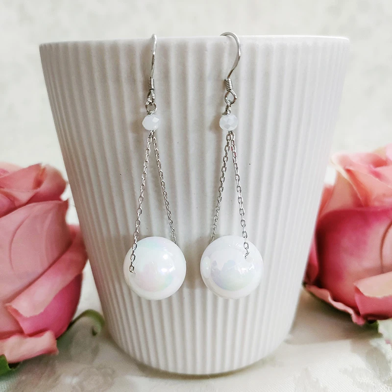 铜合金仿珍珠耳饰 复古气质手工个性耳环1262