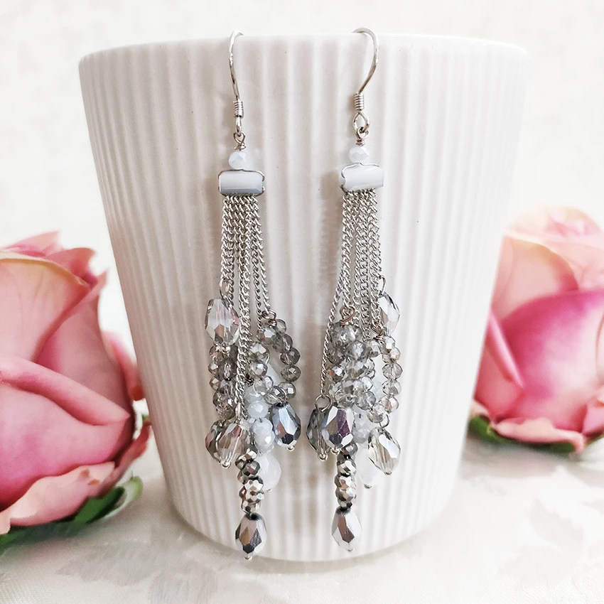 铜合金琉璃耳饰 民族风手工长款流苏耳环2737