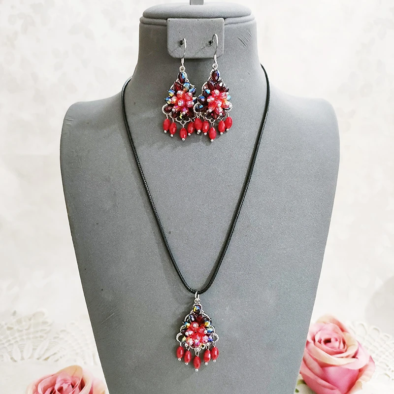 铜合金项链 民族风手工短款项链套装夸张耳环饰品3180