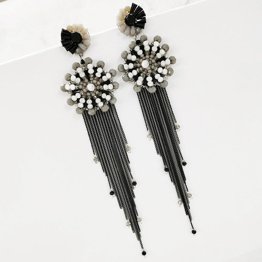 铜合金琉璃耳饰 民族风手工编织耳钉夸张耳环1339