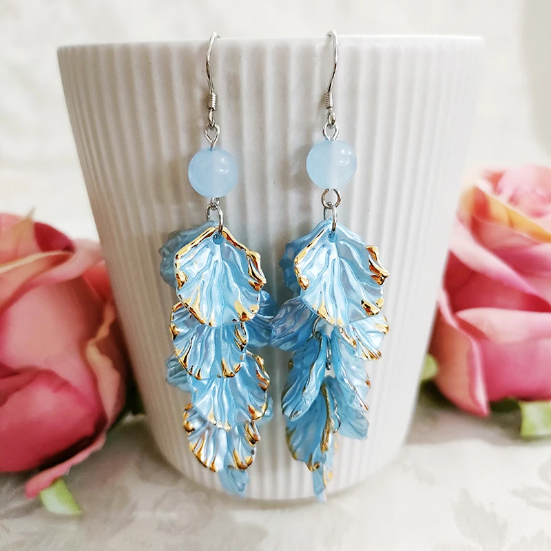 铜合金耳饰 民族风个性手工气质花瓣流苏耳环3351