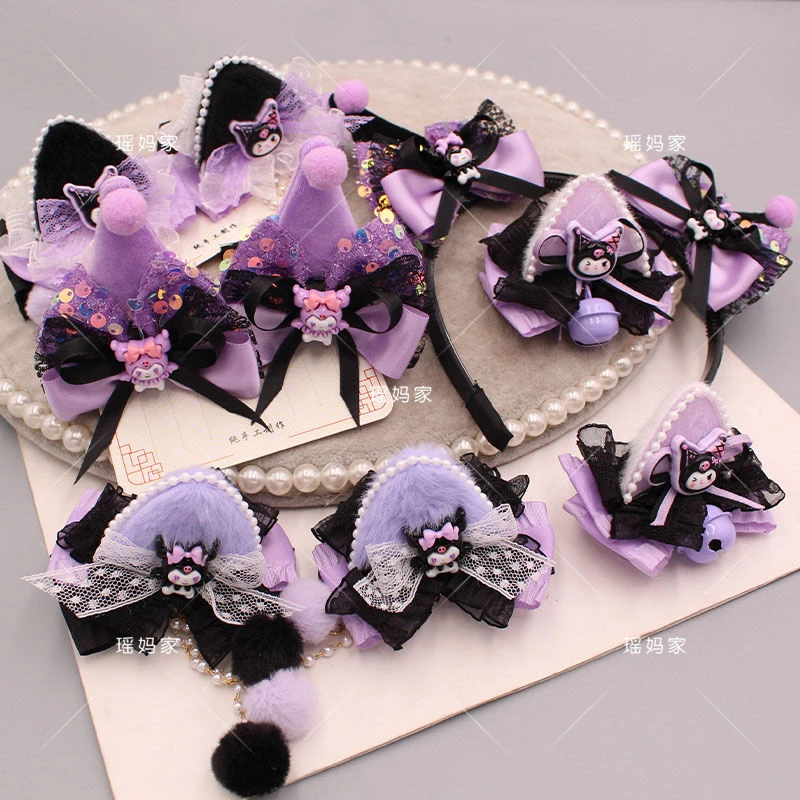 242号可爱卡通库洛米发夹材料包diy儿童顶夹发箍蝴蝶结发饰套餐