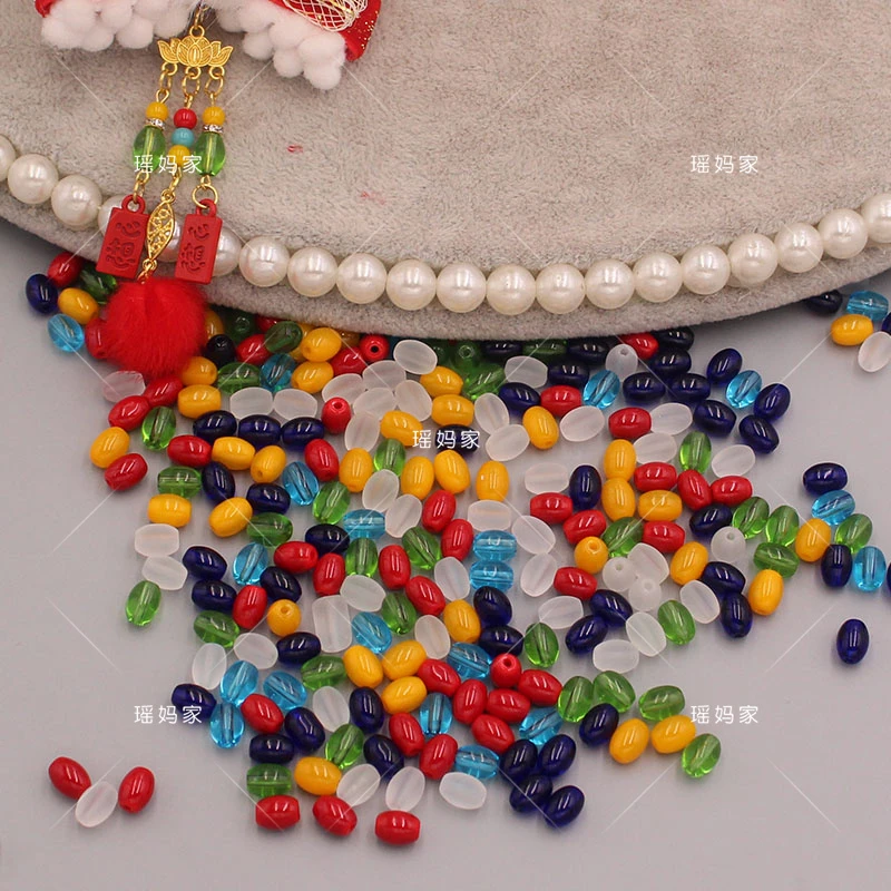 6*8mm透明玻璃珠发饰流苏吊坠diy发饰吊坠玻璃珠子配件