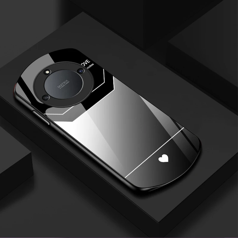 【弧形玻璃LOVE爱心】适用荣耀X40手机壳椭圆形保护套潮牌硬壳时