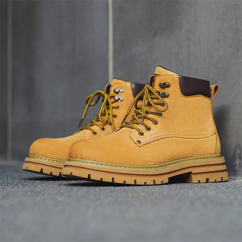 【冠什么希】秋冬复古大黄靴英伦美式马丁靴户外休闲百搭时尚3529