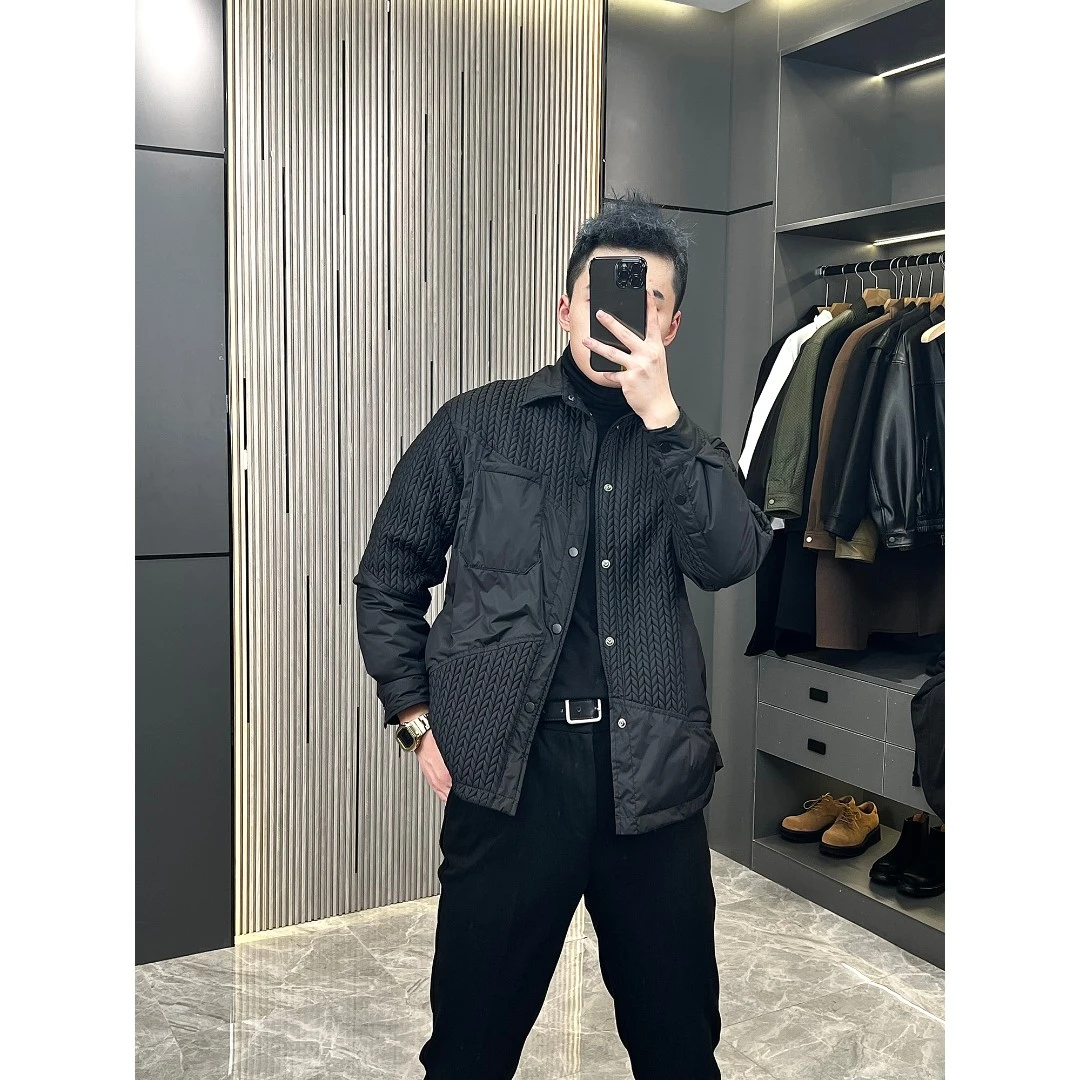 冠什么希轻熟2022冬款翻领男士羽绒服外套潮流拼接口袋夹克2090