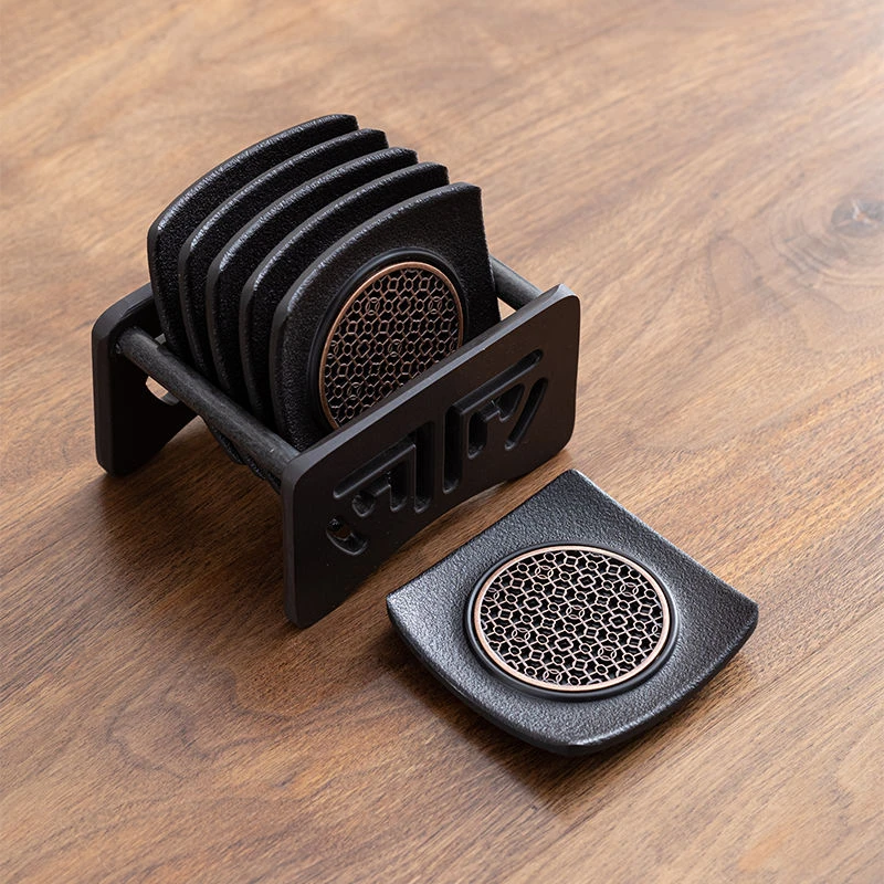 新款中式会客茶道配件杯垫茶杯底座功夫茶具复古防滑隔热垫子杯托