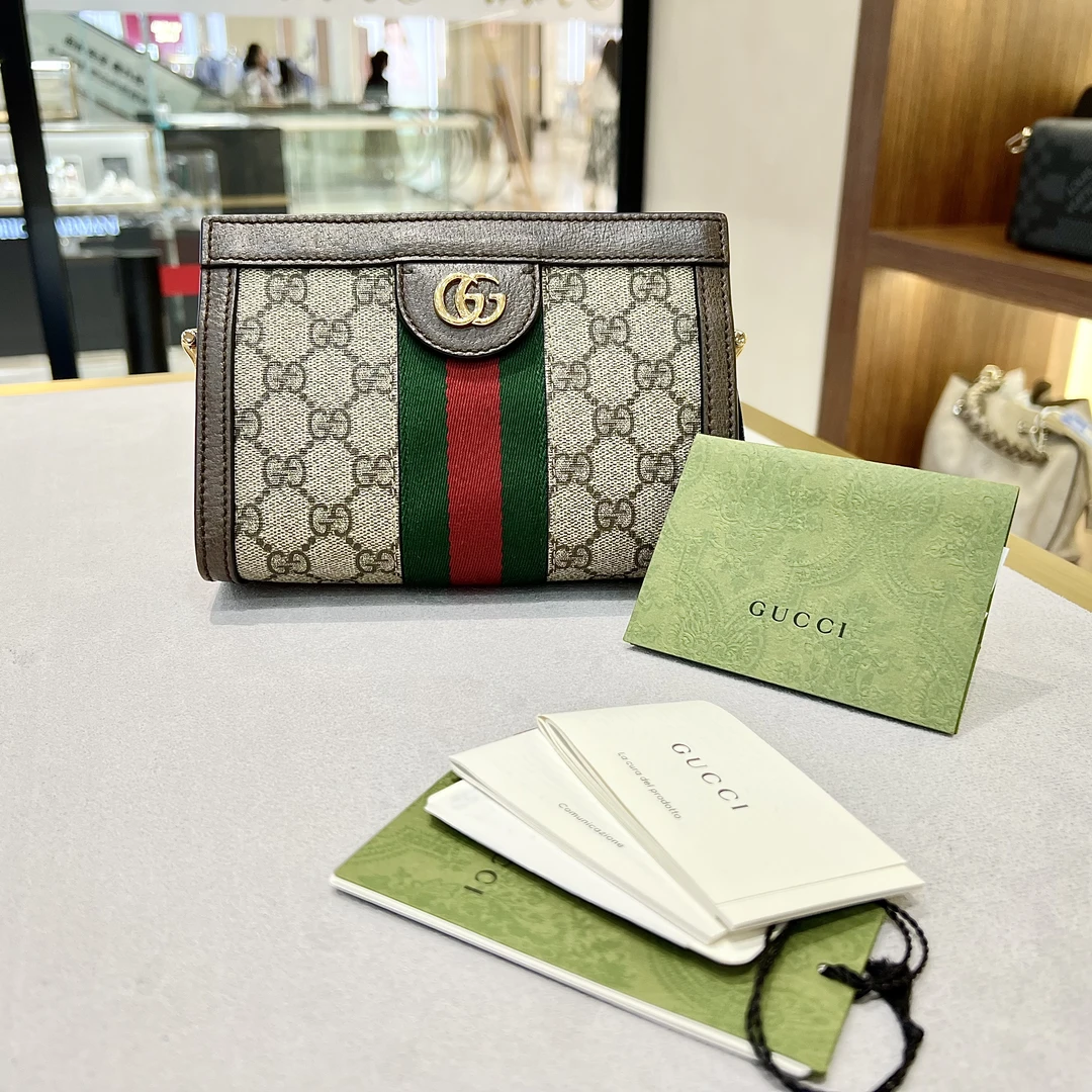 99新 GUCCI/古驰 小号OP经典三色包夹子包