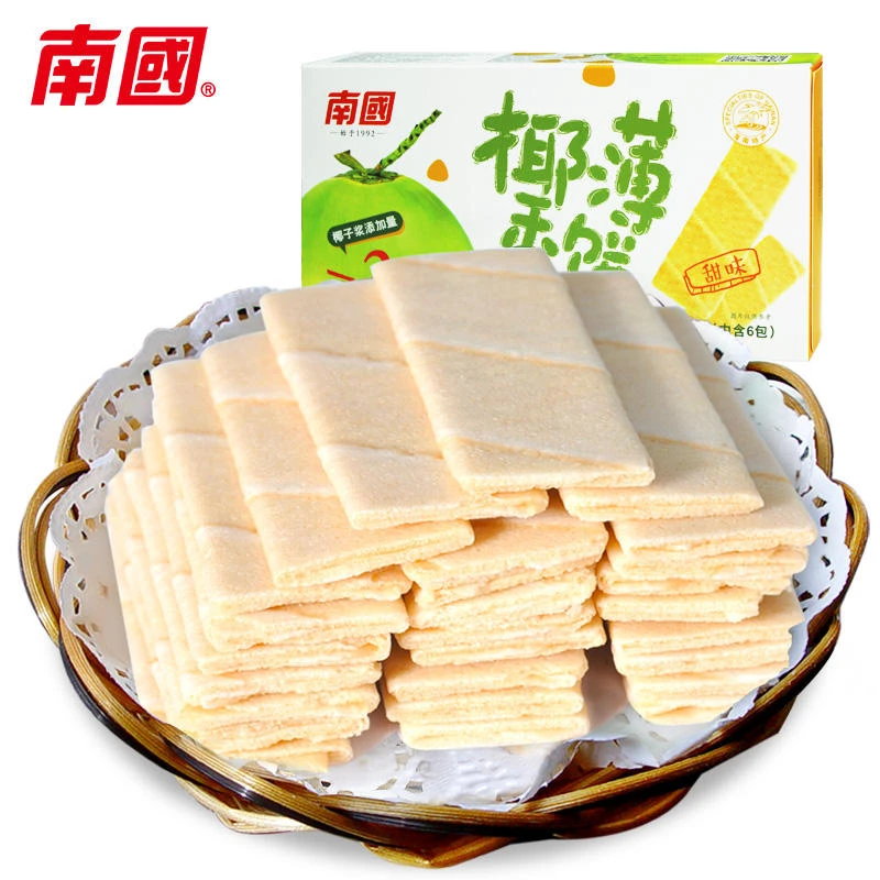 【南国食品】海南特产南国椰香薄饼甜味80g椰味饼干早新鲜休闲零食