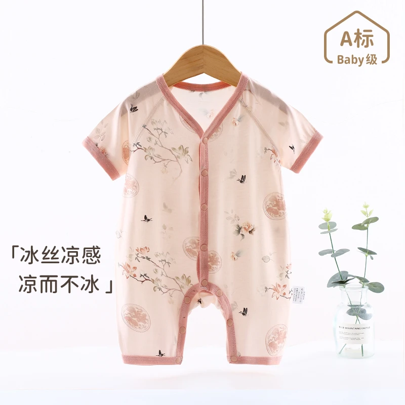 婴儿衣服夏季短袖连体衣薄款新生儿夏天国风衣服男女宝宝哈衣爬服
