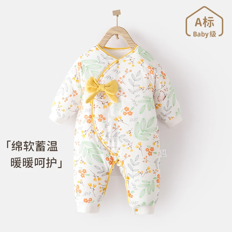 婴儿秋冬新款连体衣冬季保暖衣服宝宝夹棉哈衣爬服新生儿可爱棉衣