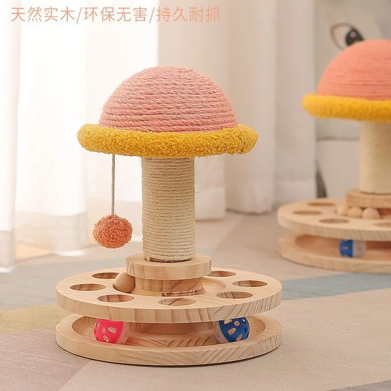 宠物地袋猫抓柱猫转盘大号耐抓耐用优选环保实木手工一体木质优惠