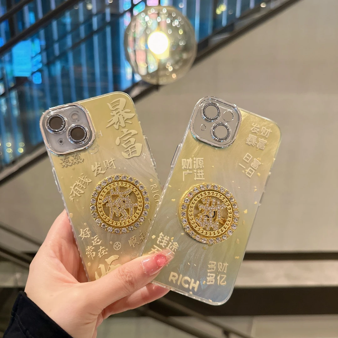 适用于苹果11-16Promax闪粉镜头自带镜头膜羽纱幸运转盘手机壳