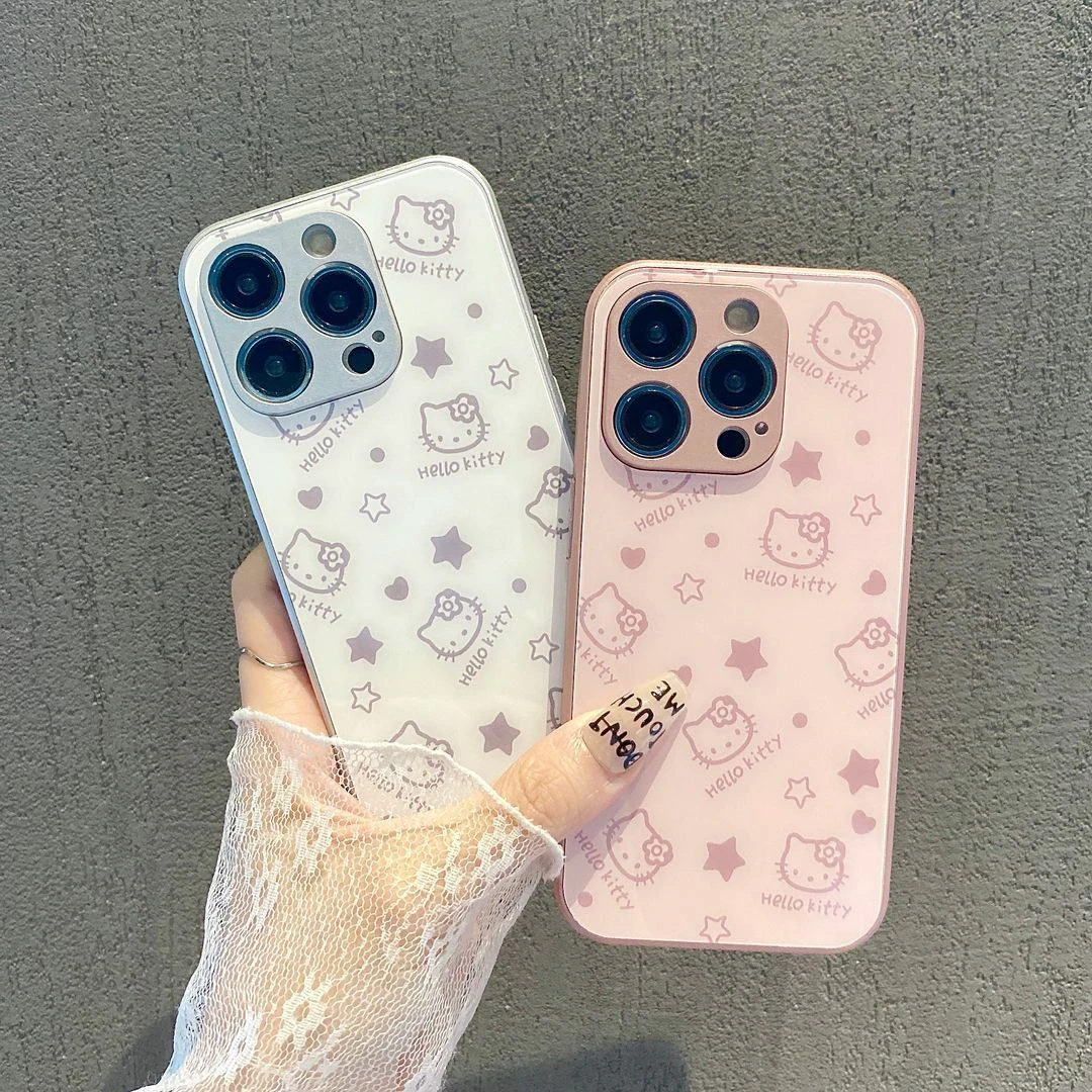 适用苹果/华为/小米oppo/vivo高颜值可爱硅胶网红情侣玻璃手机壳