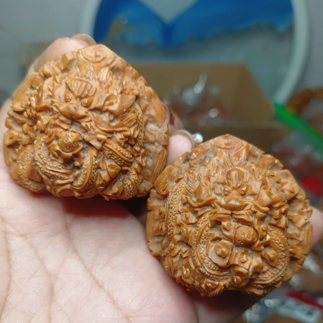 088号实拍大尺寸手工精品龙凤呈祥官帽大核桃天然雕刻成功男必备