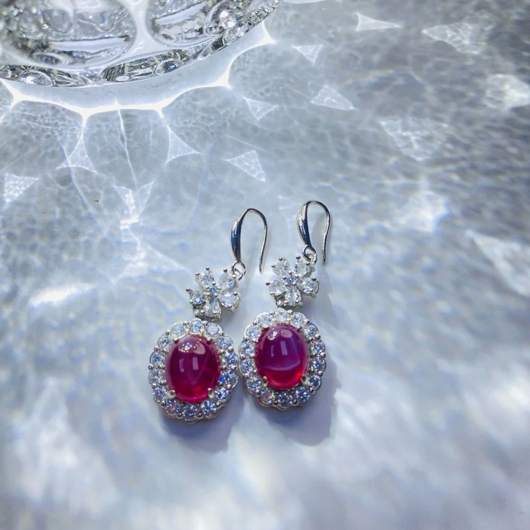 耳饰 【美佳甄选】烈焰之心六芒星红色耳饰LD 5593