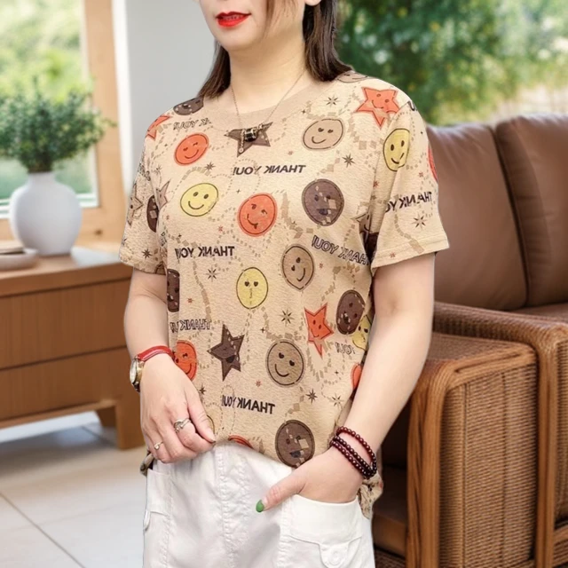 短袖t恤女夏季新款减龄宽松显瘦洋气百搭上衣女妈妈装气质小衫