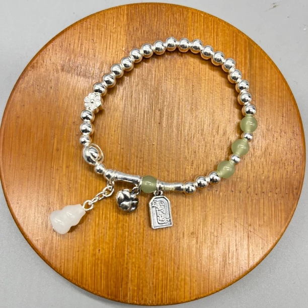 足银手链 足银9999串珠如意吉祥葫芦莲花女生手链