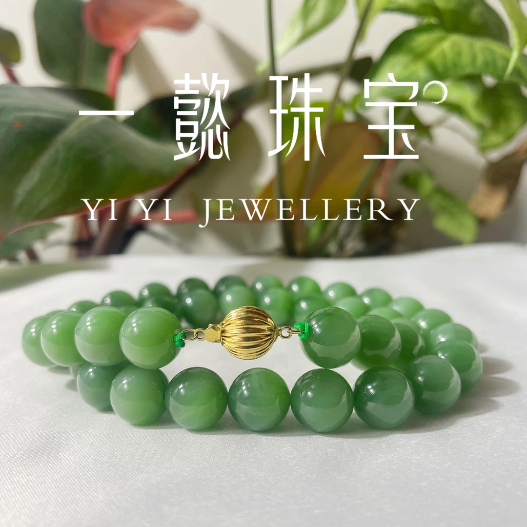 【一懿珠宝】绿柳/时尚轻奢大气和田玉碧玉项链妈妈链简约国潮by181