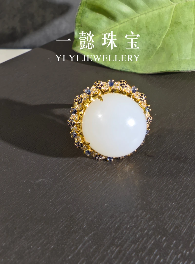 【一懿珠宝】玉琼/设计师级和田玉白玉高奢款戒圈戒指by022