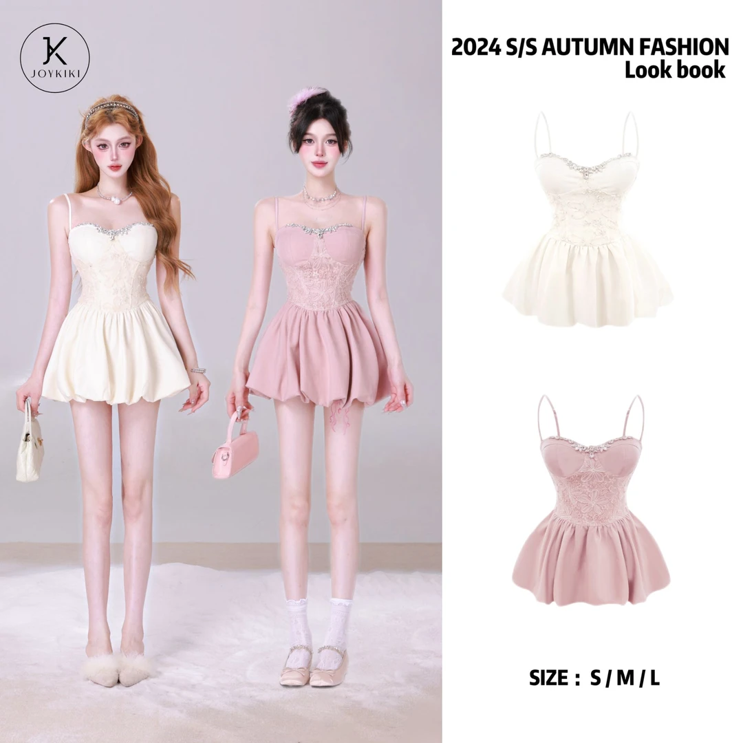JOY KIKI金金【矜贵大小姐】公主少女纯欲甜美吊带连衣裙J24D211