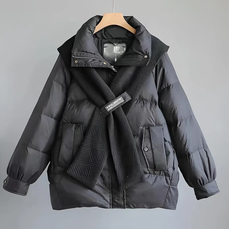 W591（围脖随机）潮牌披肩领网红短款洋气百搭韩版冬季羽绒服