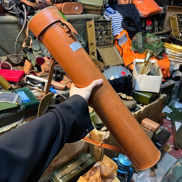 正品老货牛皮地图桶背囊拎包1985收藏品